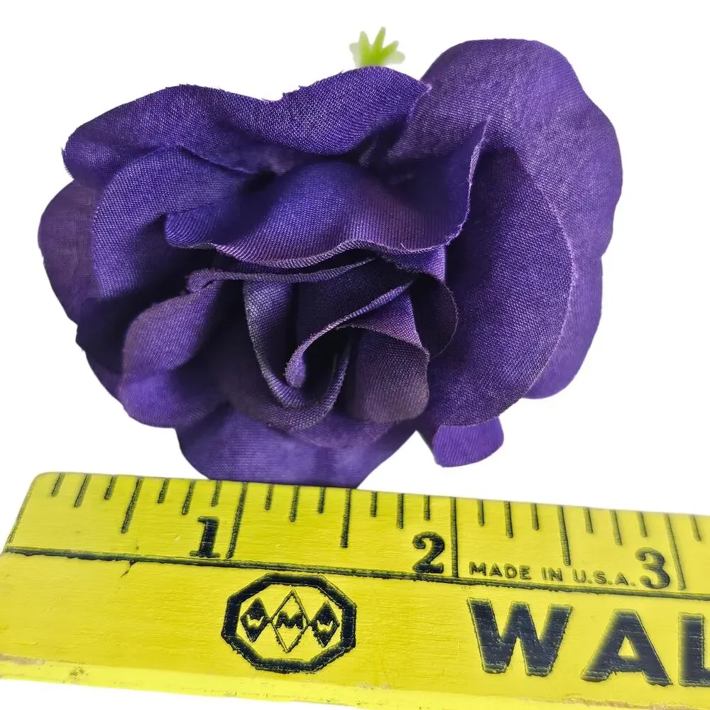 100 Purple Silk Rose Heads Stemless Wedding Floral Craft Wreaths DIY 2.5in